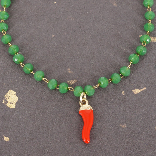 BRACCIALE ROSARIO SEMPLICE VERDE BRACCIALE ROSARIO VERDE CORNETTO ROSSO SVEVA 