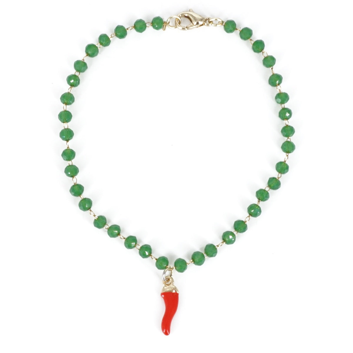 BRACCIALE ROSARIO SEMPLICE VERDE BRACCIALE ROSARIO VERDE CORNETTO ROSSO SVEVA 