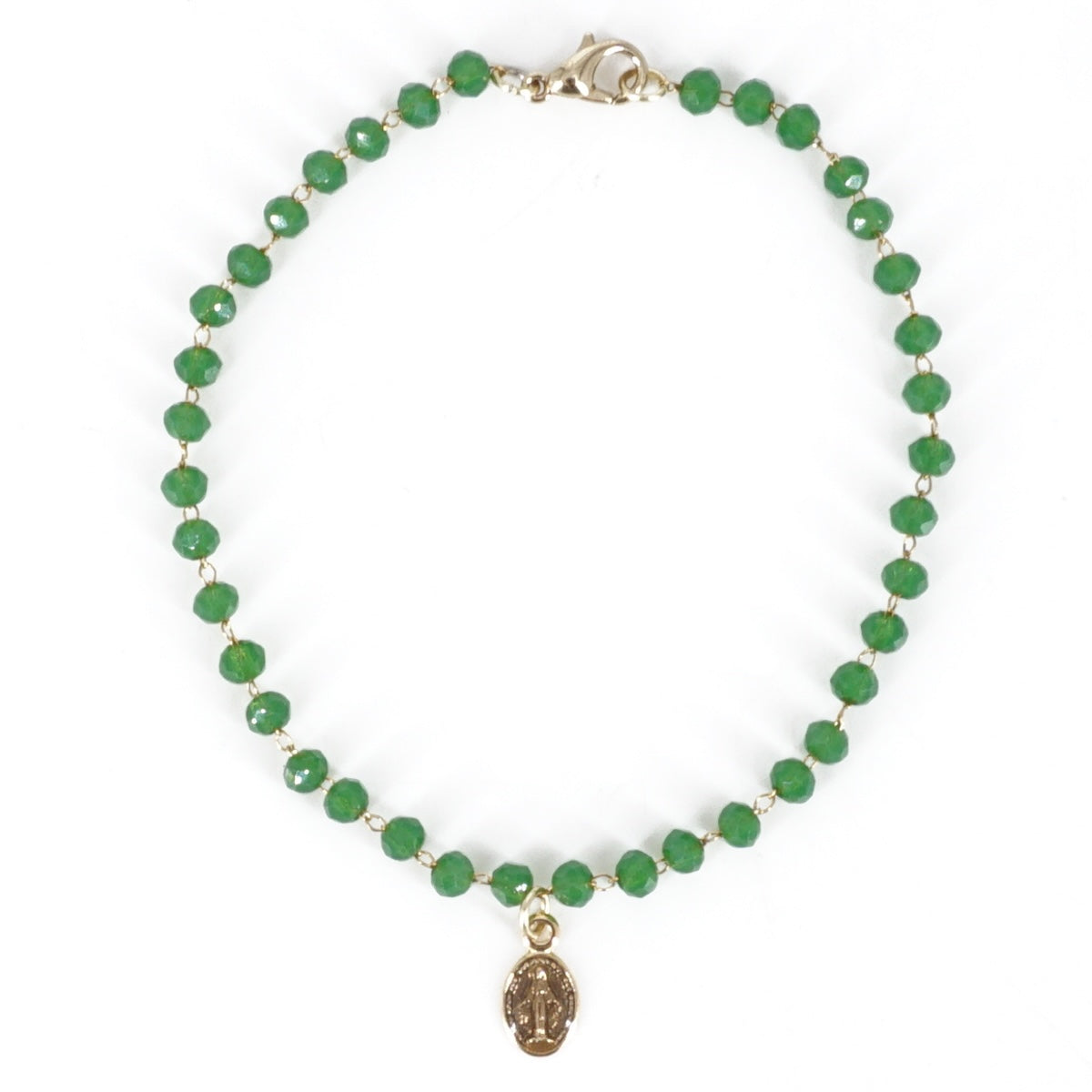 BRACCIALE ROSARIO SEMPLICE VERDE BRACCIALE ROSARIO VERDE MADONNINA NERA SVEVA 