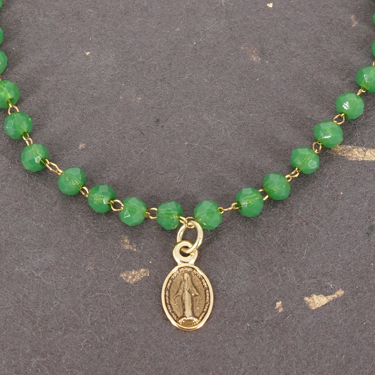 BRACCIALE ROSARIO SEMPLICE VERDE BRACCIALE ROSARIO VERDE MADONNINA NERA SVEVA 