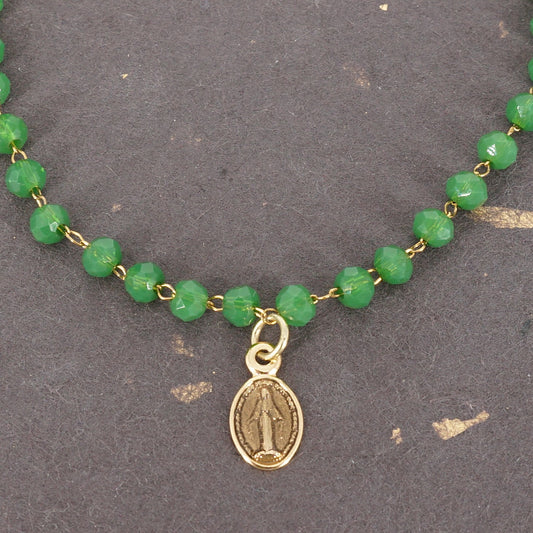 BRACCIALE ROSARIO SEMPLICE VERDE BRACCIALE ROSARIO VERDE MADONNINA NERA SVEVA 
