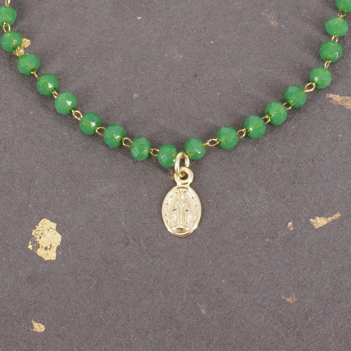 BRACCIALE ROSARIO SEMPLICE VERDE BRACCIALE ROSARIO VERDE MADONNINA ORO SVEVA 