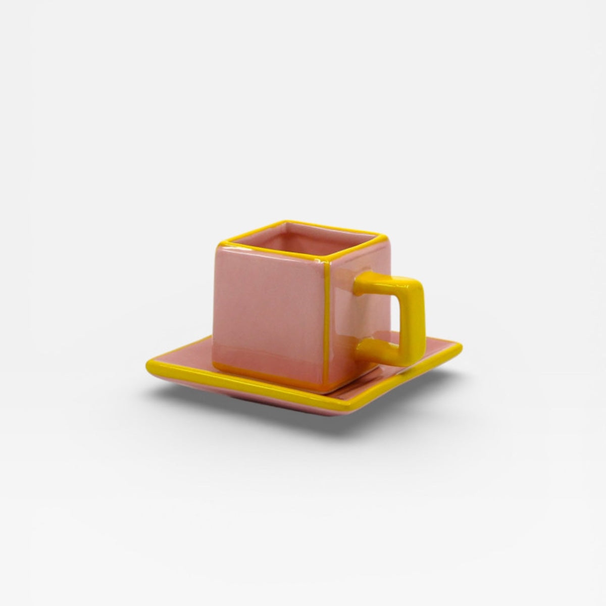 SET 2 TAZZINE DA CAFFE' PIASTRELLA ROSA E GIALLO SET 2 TAZZINE CAFFÈ ROSA/GIALLO TABLE MACHINE 