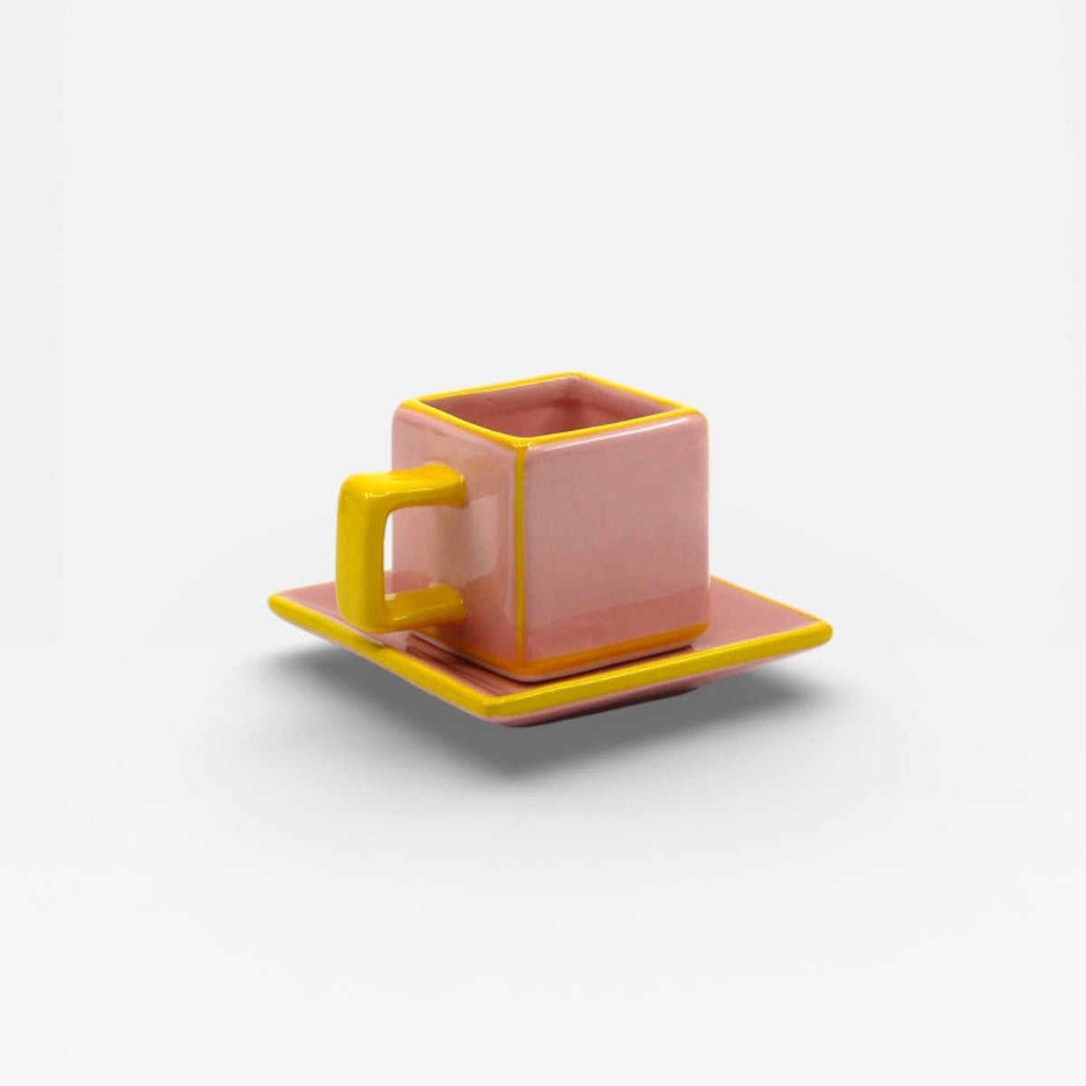 SET 2 TAZZINE DA CAFFE' PIASTRELLA ROSA E GIALLO SET 2 TAZZINE CAFFÈ ROSA/GIALLO TABLE MACHINE 