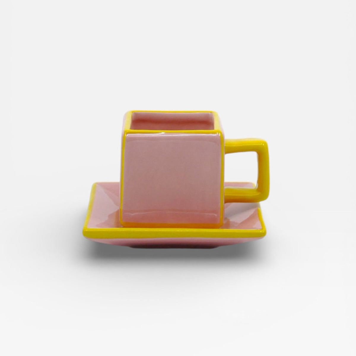 SET 2 TAZZINE DA CAFFE' PIASTRELLA ROSA E GIALLO SET 2 TAZZINE CAFFÈ ROSA/GIALLO TABLE MACHINE 
