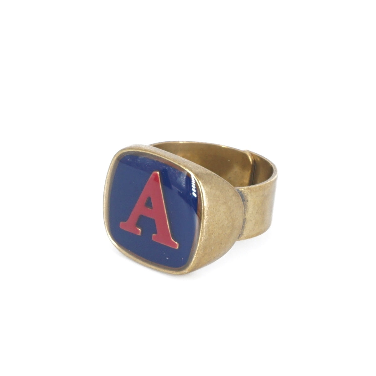 ANELLO LETTERA A BLU E ROSSO ANELLO LETTERA ABLU E ROSSO UNIQUE UNCONVENTIONAL DETAILS 