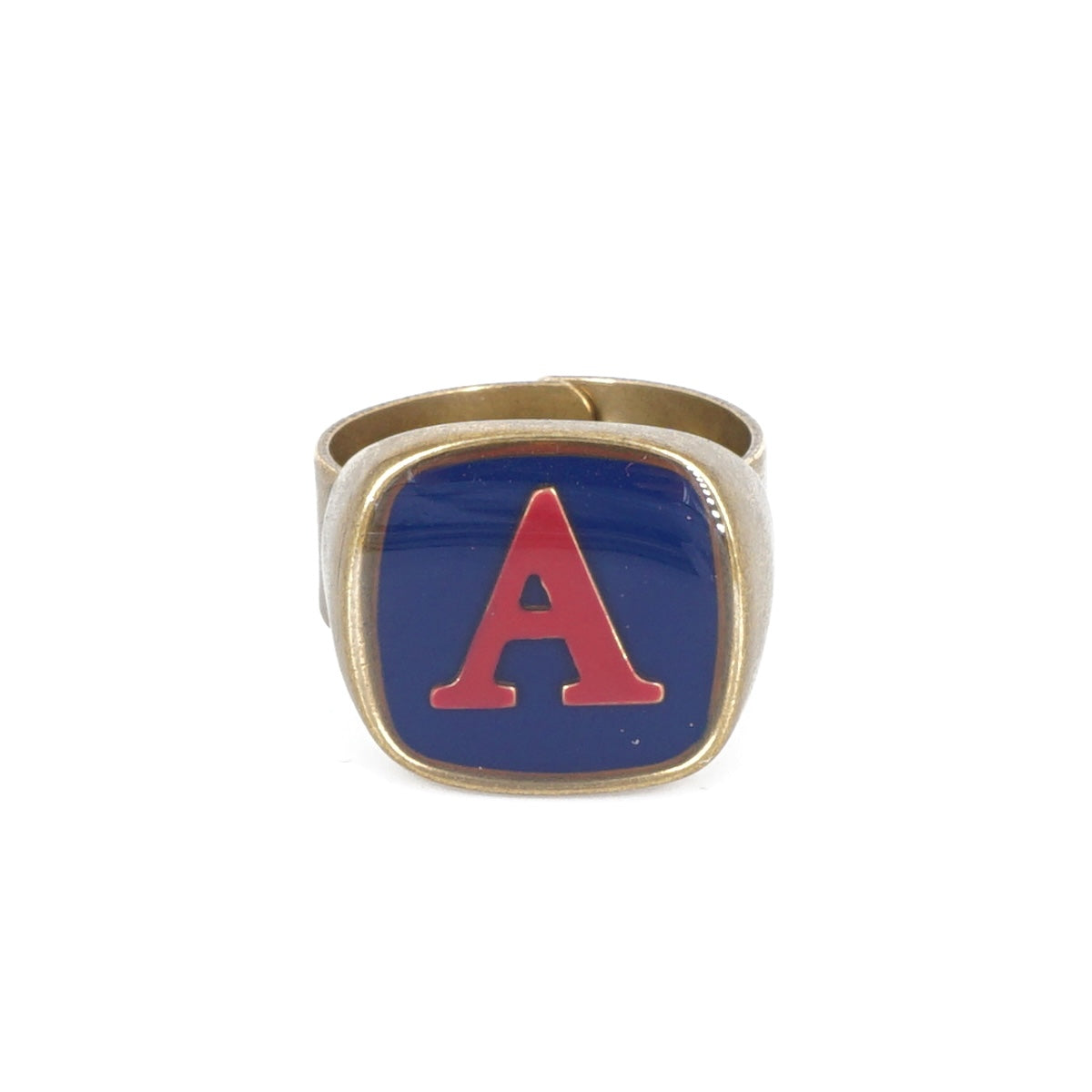 ANELLO LETTERA A BLU E ROSSO ANELLO LETTERA ABLU E ROSSO UNIQUE UNCONVENTIONAL DETAILS 