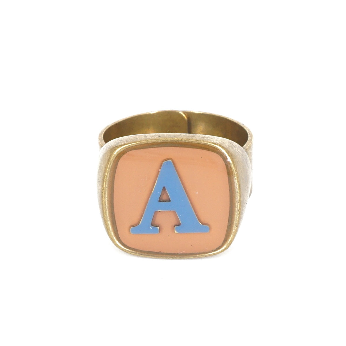 ANELLO LETTERA A NUDE E AZZURRO ANELLO LETTERA A NUDE E AZZURRO UNIQUE UNCONVENTIONAL DETAILS 