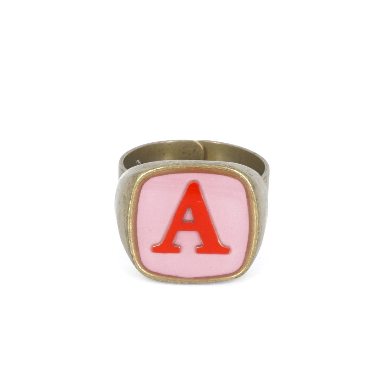 ANELLO LETTERA A ROSA E ROSSO ANELLO LETTERA A ROSA E ROSSO UNIQUE UNCONVENTIONAL DETAILS 