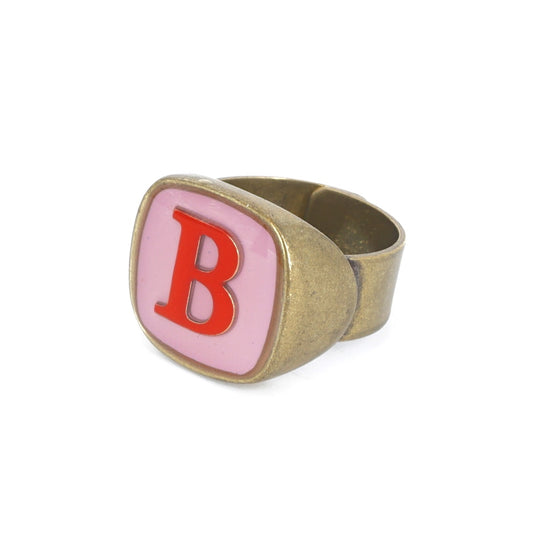 ANELLO LETTERA B ROSA E ROSSO ANELLO LETTERA B ROSA E ROSSO UNIQUE UNCONVENTIONAL DETAILS 