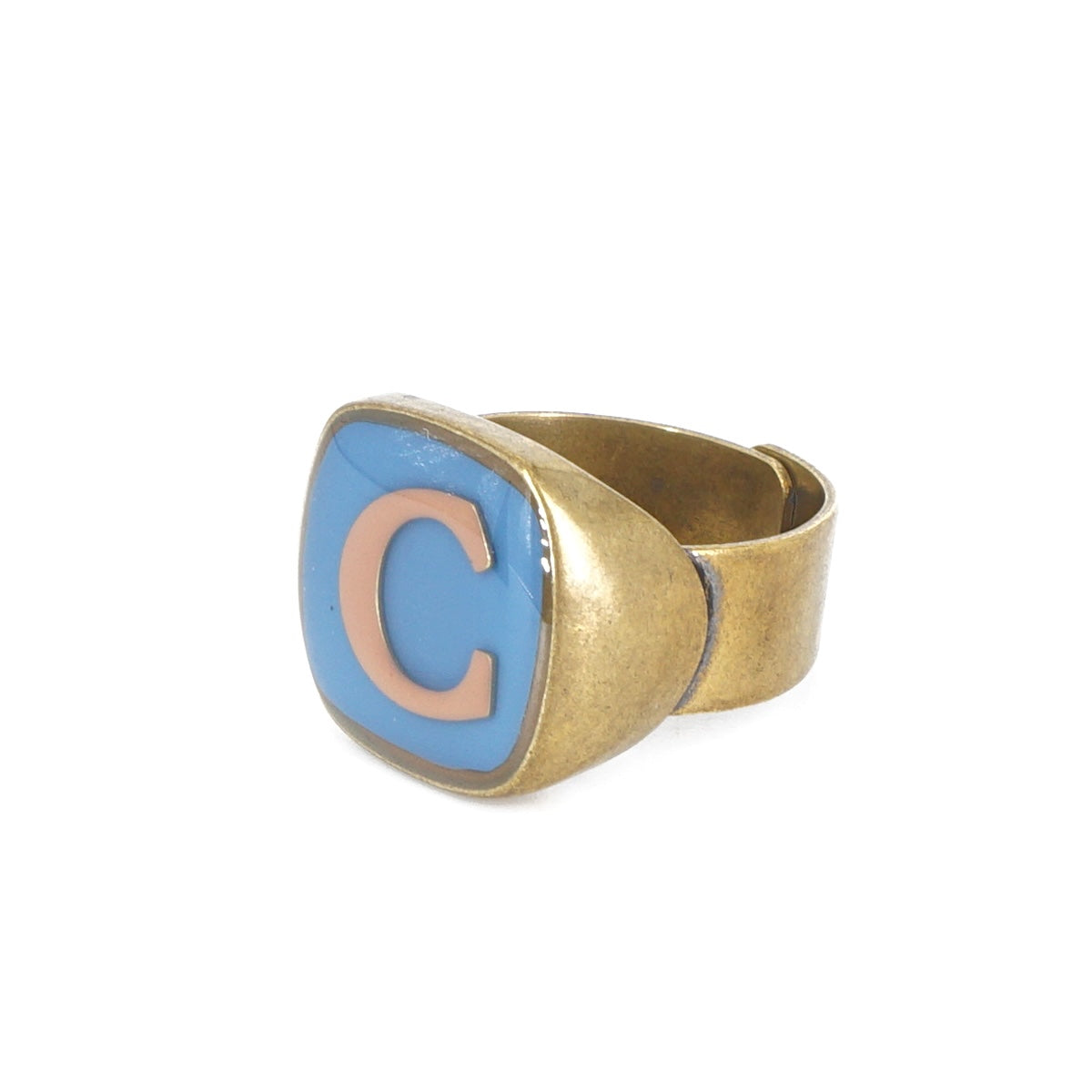 ANELLO LETTERA C AZZURRO E NUDE ANELLO LETTERA C AZZURRO E NDE UNIQUE UNCONVENTIONAL DETAILS 