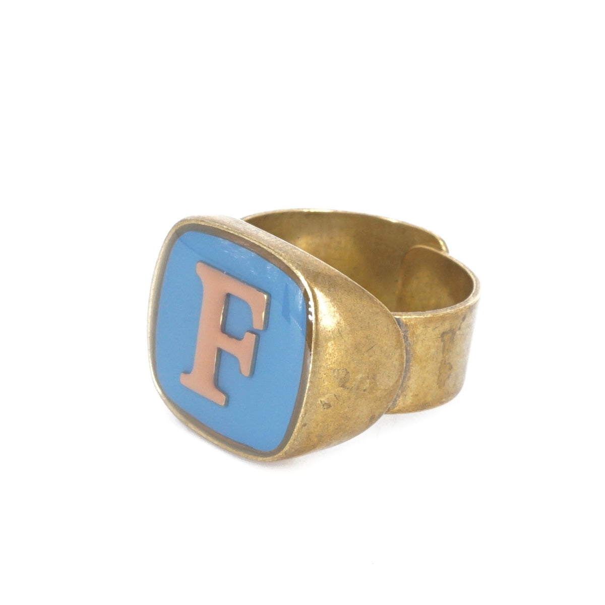 ANELLO LETTERA F AZZURRO E NUDE ANELLO LETTERA F AZZURRO E NUDE UNIQUE UNCONVENTIONAL DETAILS 
