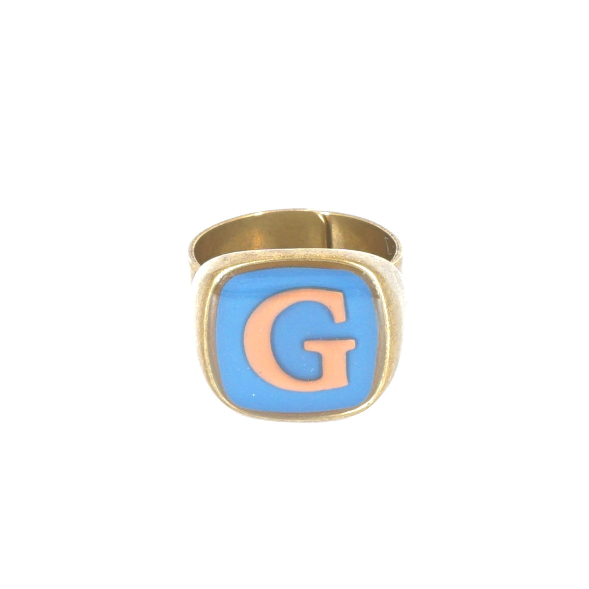 ANELLO LETTERA G AZZURRO E NUDE ANELLO LETTERA G AZZURRO E NUDE UNIQUE UNCONVENTIONAL DETAILS 