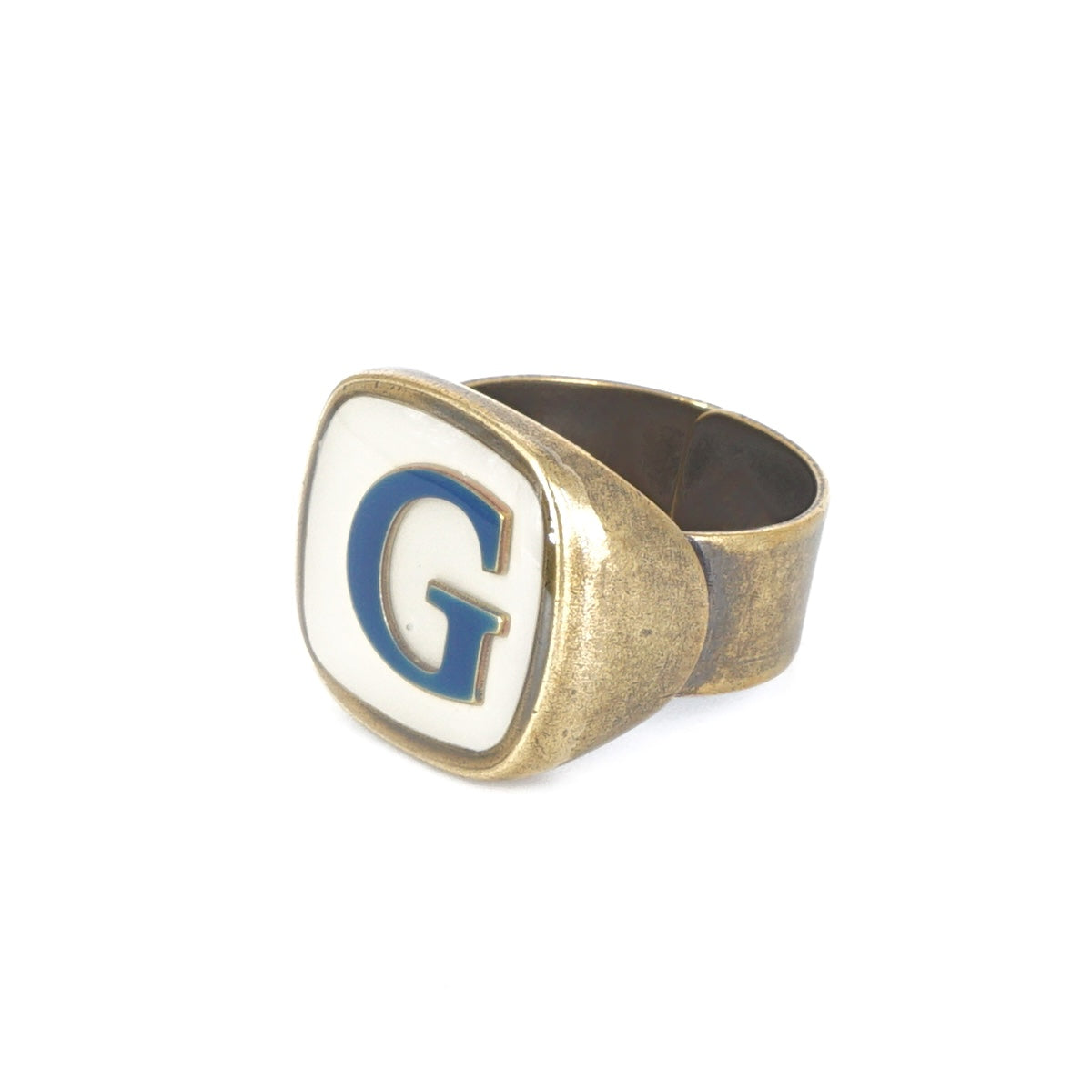 ANELLO LETTERA G BIANCO E BLU ANELLO LETTERA G BIANCO E BLU UNIQUE UNCONVENTIONAL DETAILS 