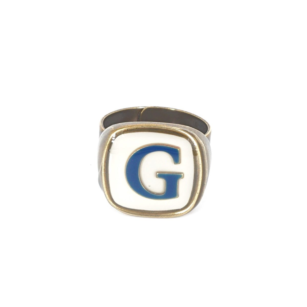ANELLO LETTERA G BIANCO E BLU ANELLO LETTERA G BIANCO E BLU UNIQUE UNCONVENTIONAL DETAILS 