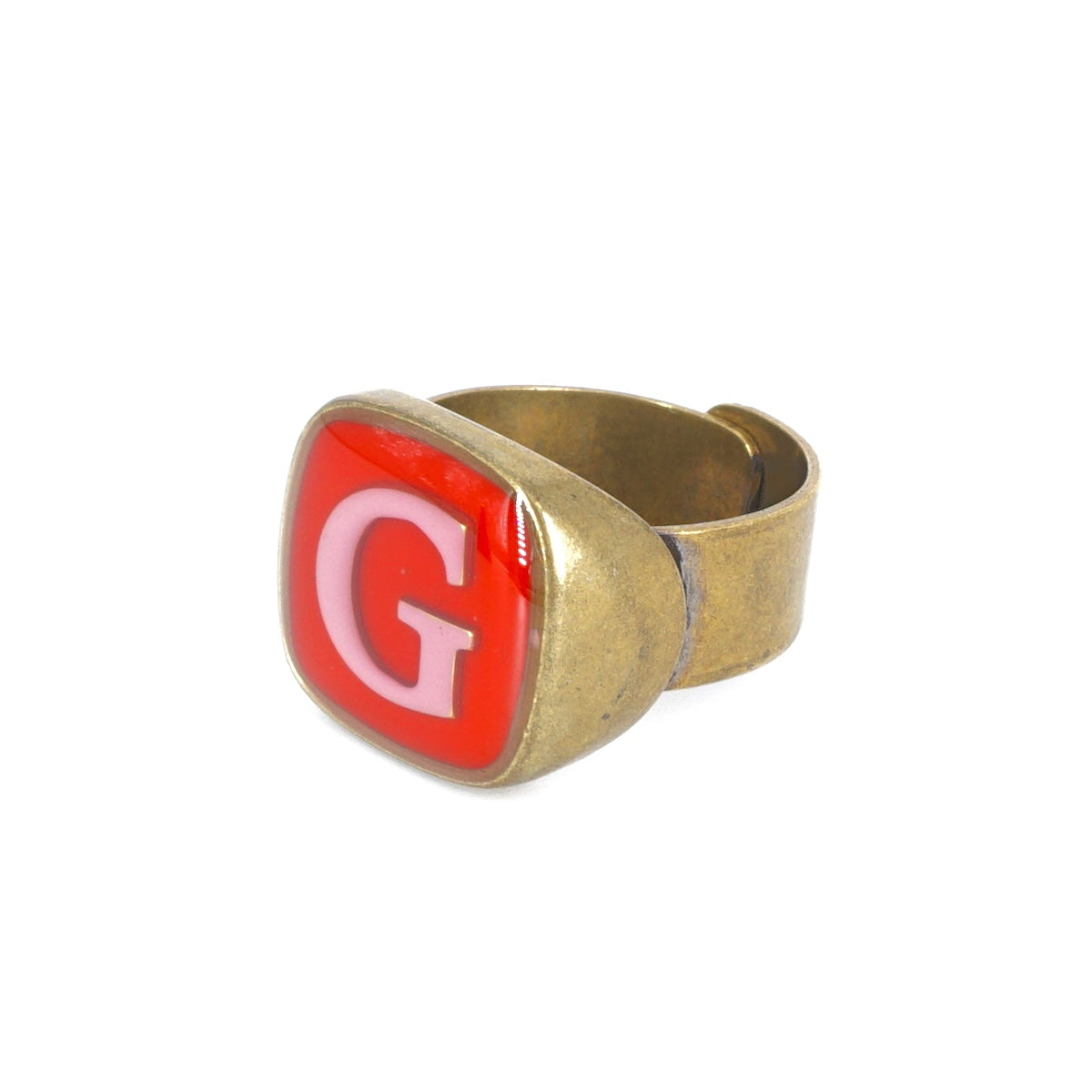 ANELLO LETTERA G ROSSO E ROSA ANELLO LETTERA G ROSSO E ROSA UNIQUE UNCONVENTIONAL DETAILS 