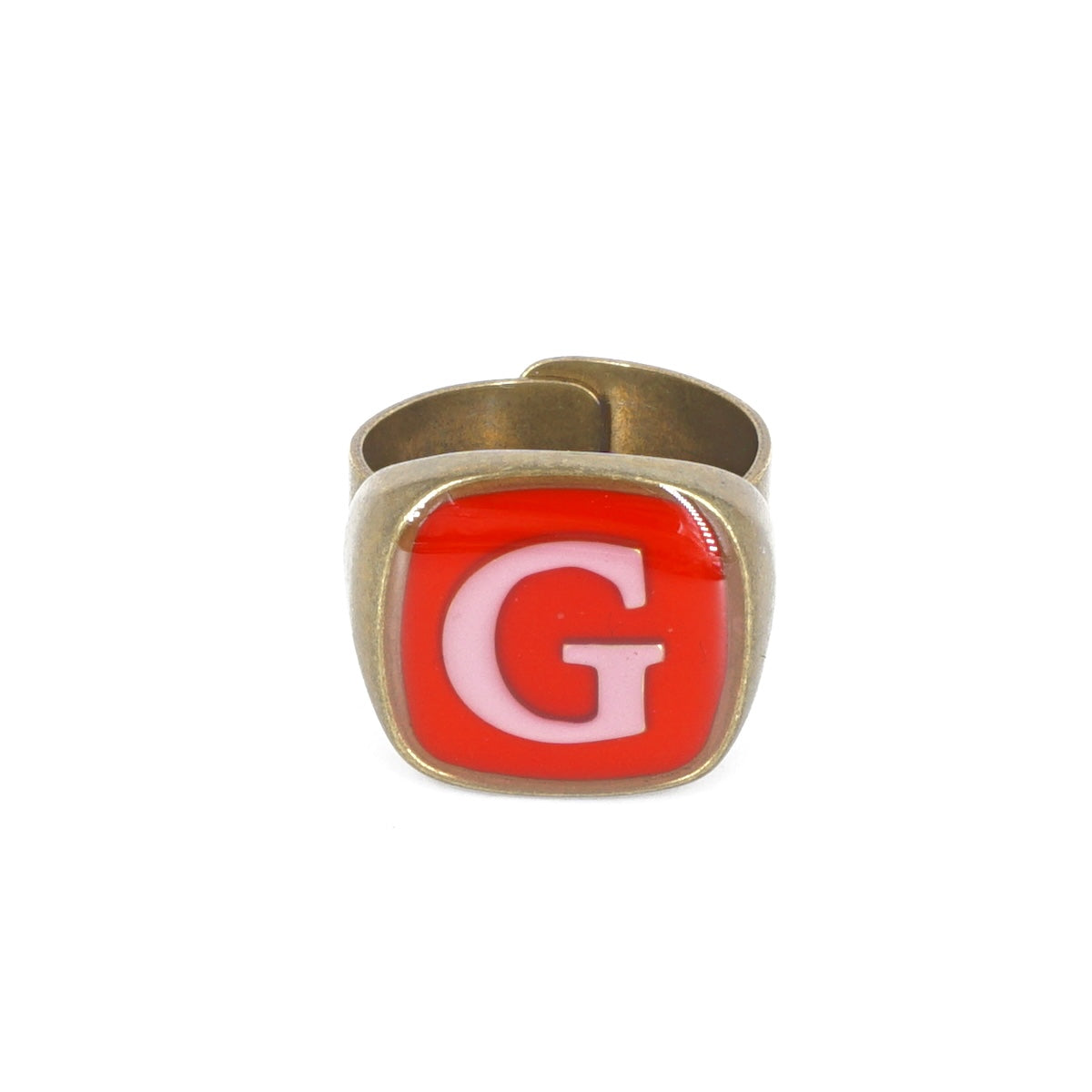 ANELLO LETTERA G ROSSO E ROSA ANELLO LETTERA G ROSSO E ROSA UNIQUE UNCONVENTIONAL DETAILS 