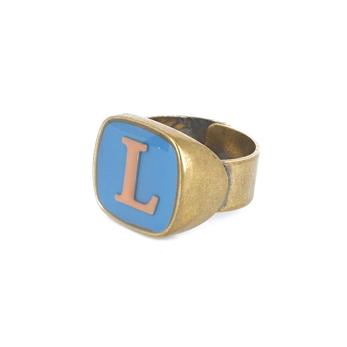 ANELLO LETTERA L AZZURRO E NUDE ANELLO LETTERA L AZZURRO E NUDE UNIQUE UNCONVENTIONAL DETAILS 