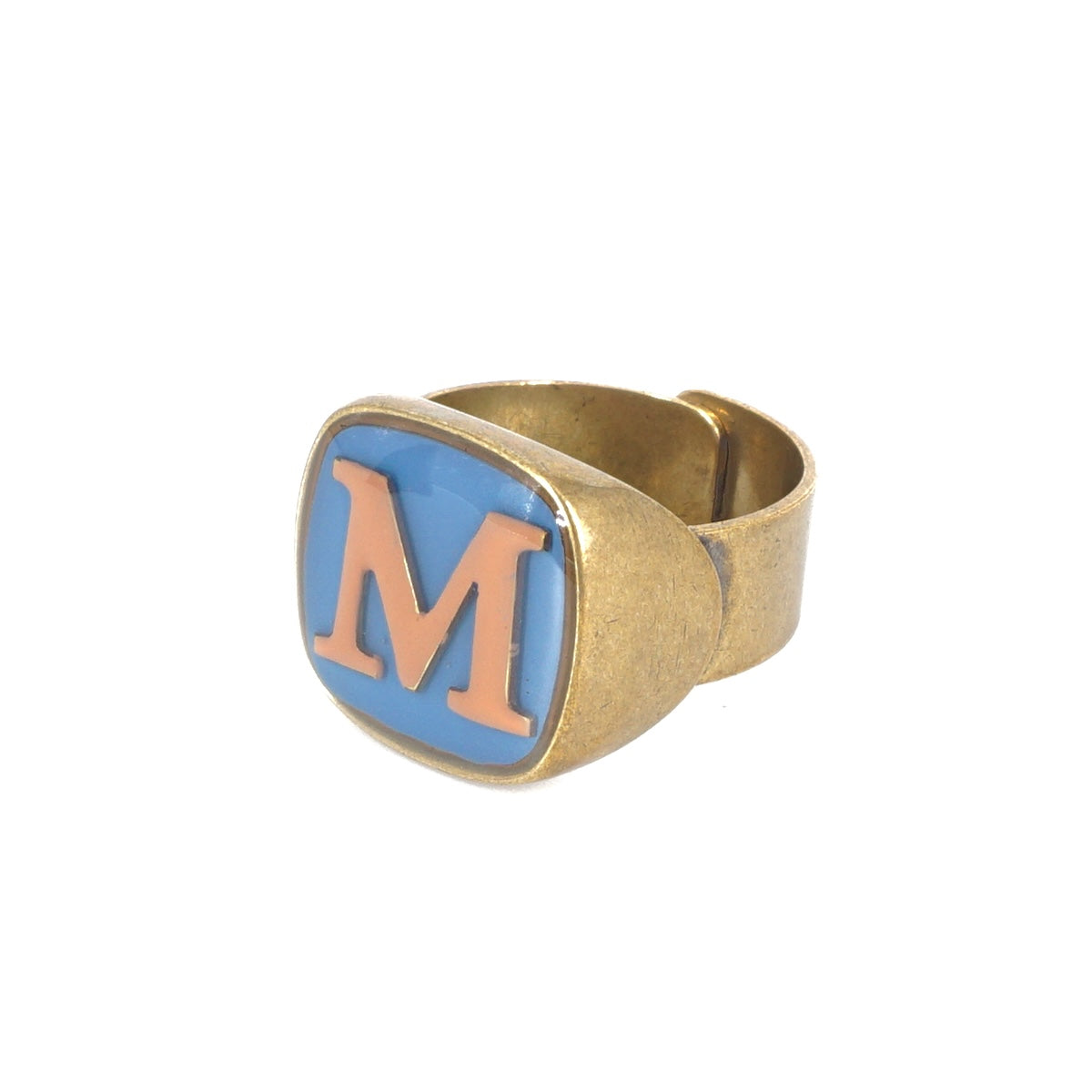 ANELLO LETTERA M AZZURRO E NUDE ANELLO LETTERA M AZZURRO E NUDE UNIQUE UNCONVENTIONAL DETAILS 