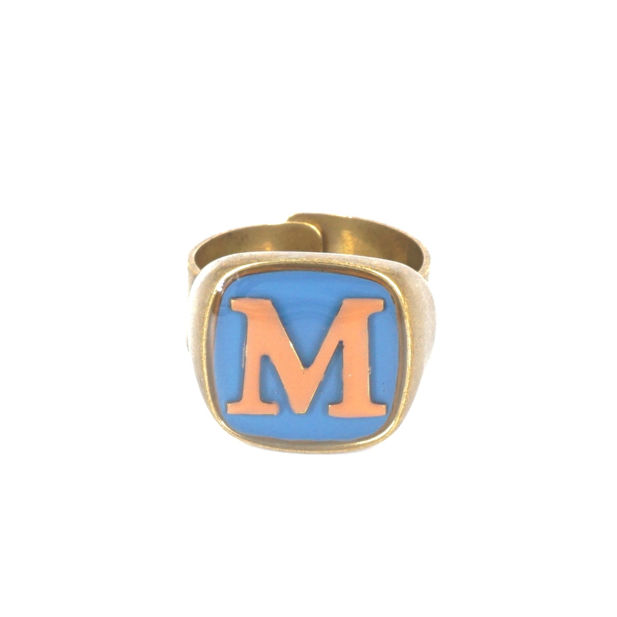 ANELLO LETTERA M AZZURRO E NUDE ANELLO LETTERA M AZZURRO E NUDE UNIQUE UNCONVENTIONAL DETAILS 