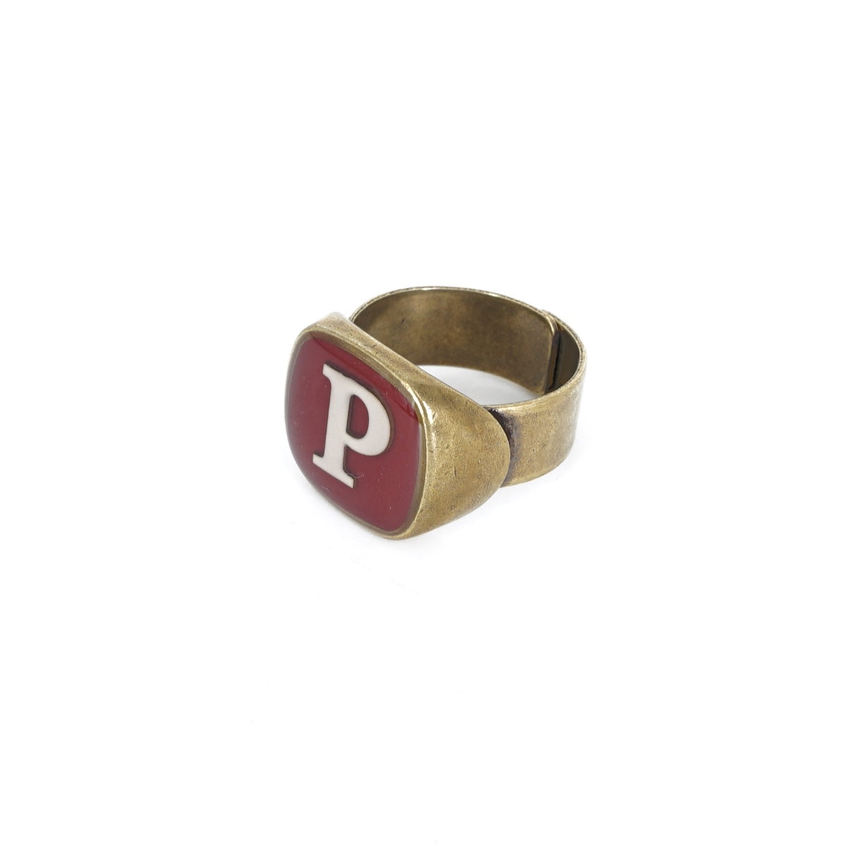 ANELLO LETTERA P BORDEAUX ANELLO LETTERA P BORDEAUX E AVORIO UNIQUE UNCONVENTIONAL DETAILS 