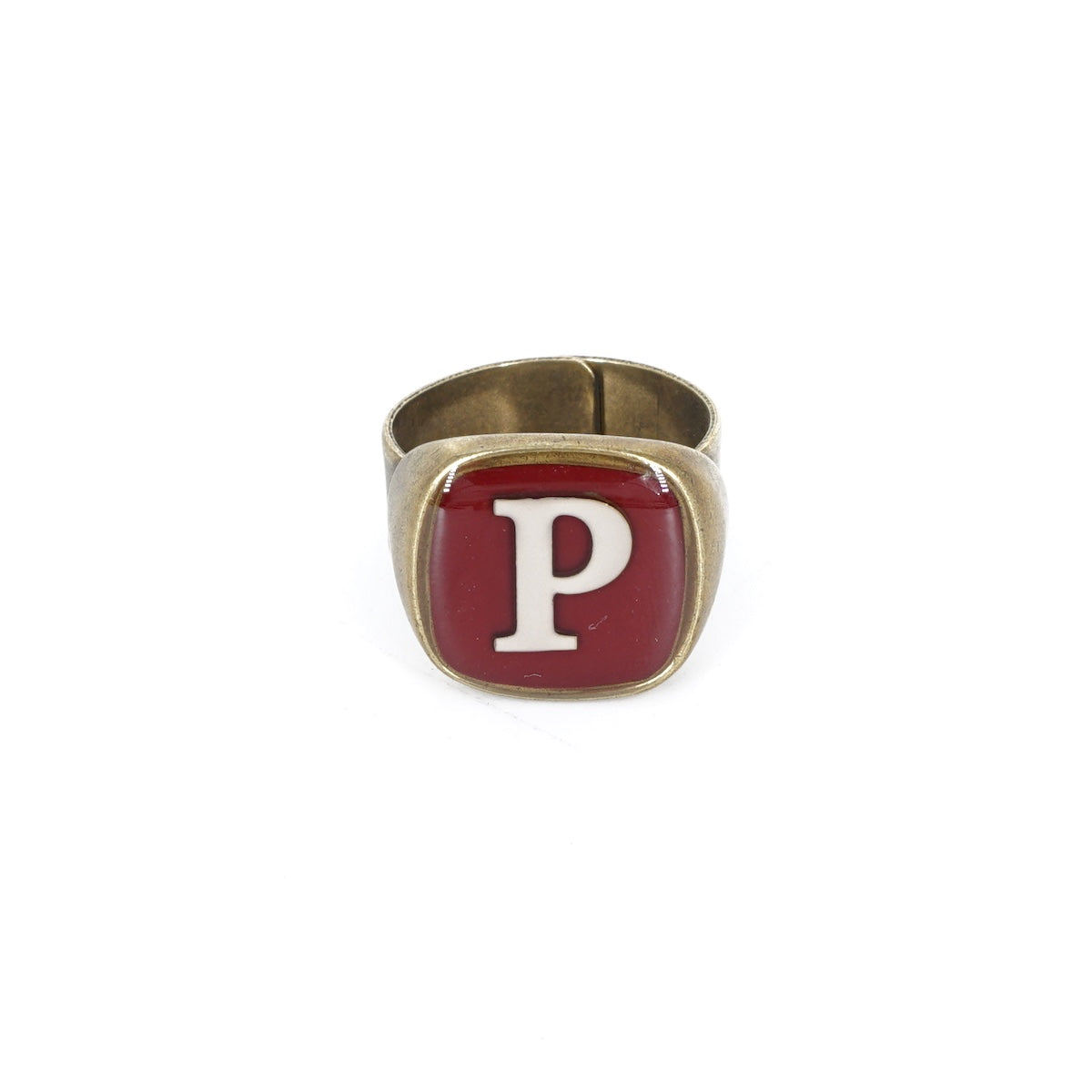 ANELLO LETTERA P BORDEAUX ANELLO LETTERA P BORDEAUX E AVORIO UNIQUE UNCONVENTIONAL DETAILS 