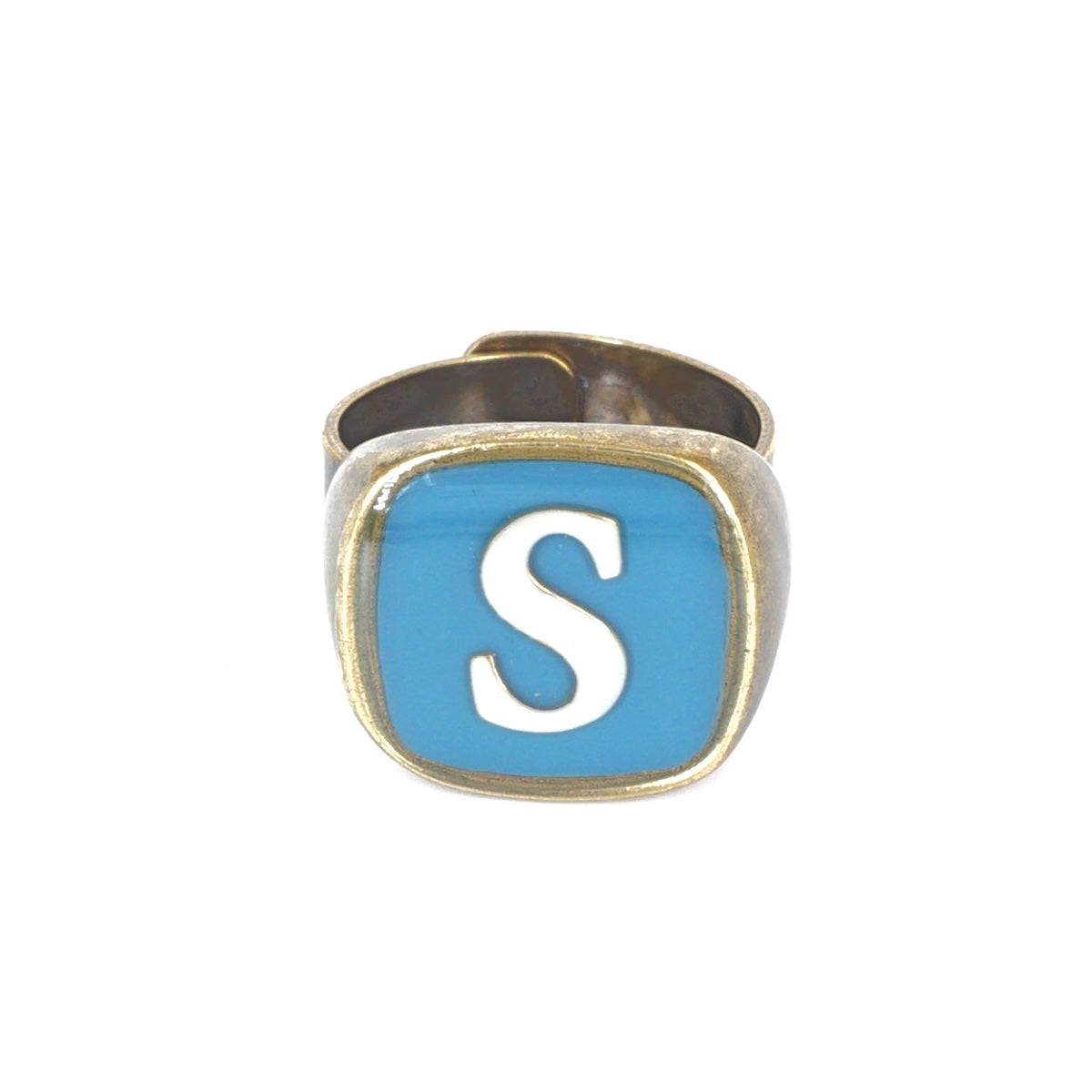 ANELLO LETTERA S AZZURRO E BIANCO ANELLO LETTERA S AZZURRO E BIANCO UNIQUE UNCONVENTIONAL DETAILS 