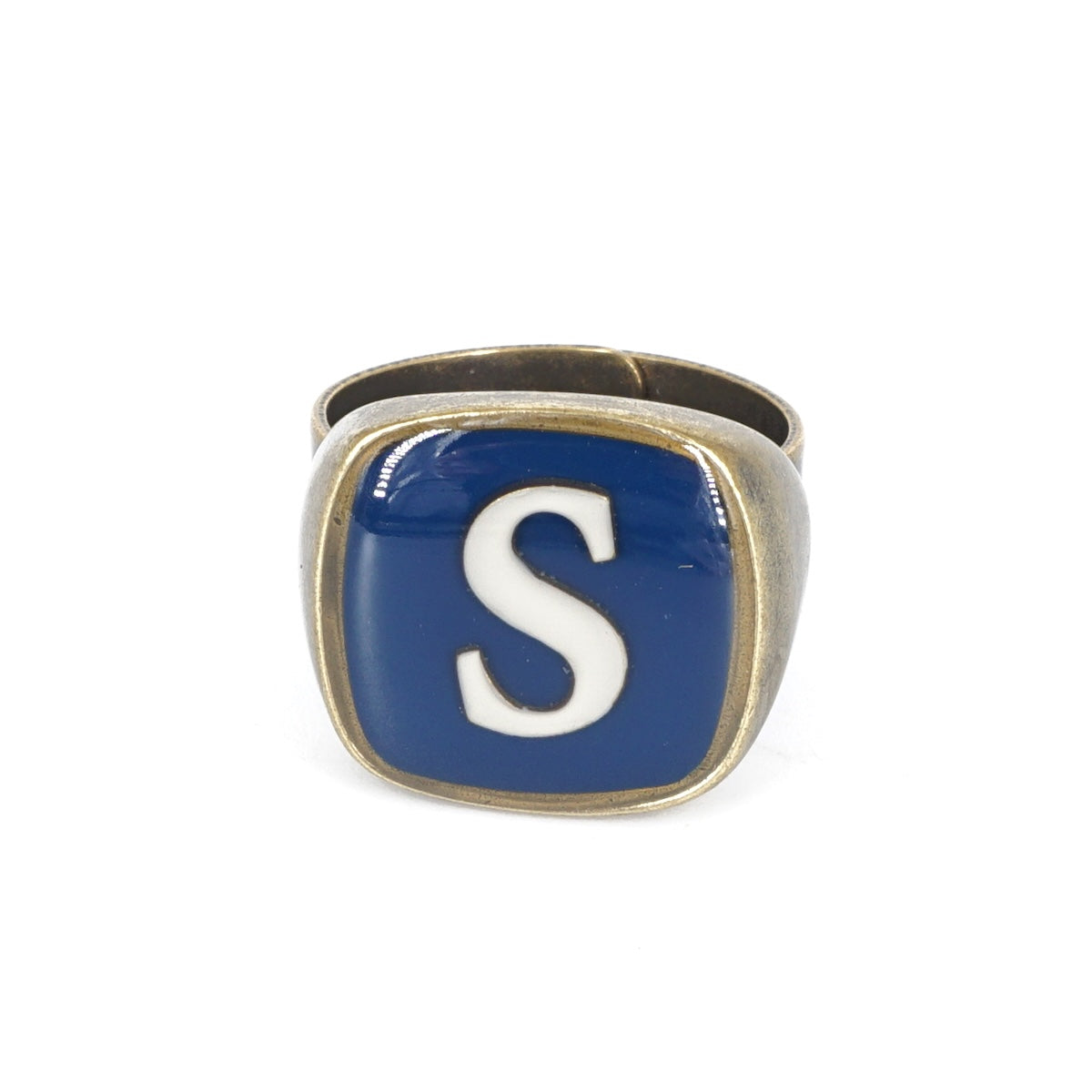 ANELLO LETTERA S BLU E BIANCO ANELLO LETTERA S BLU E BIANCO UNIQUE UNCONVENTIONAL DETAILS 
