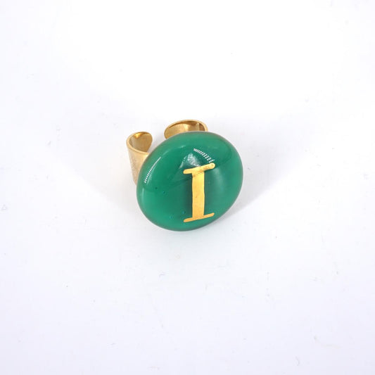 VETRO FUSO ANELLO LETTERAI GIADA CHIARO