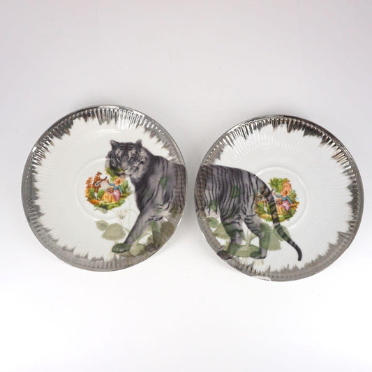 Pair of TIGER tea plates