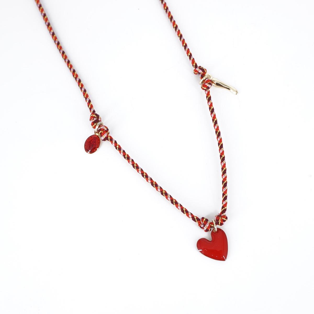 Collana cordino tre charm con CUORE COLLANA CORDINO TRE CHARM CUORE SVEVA 