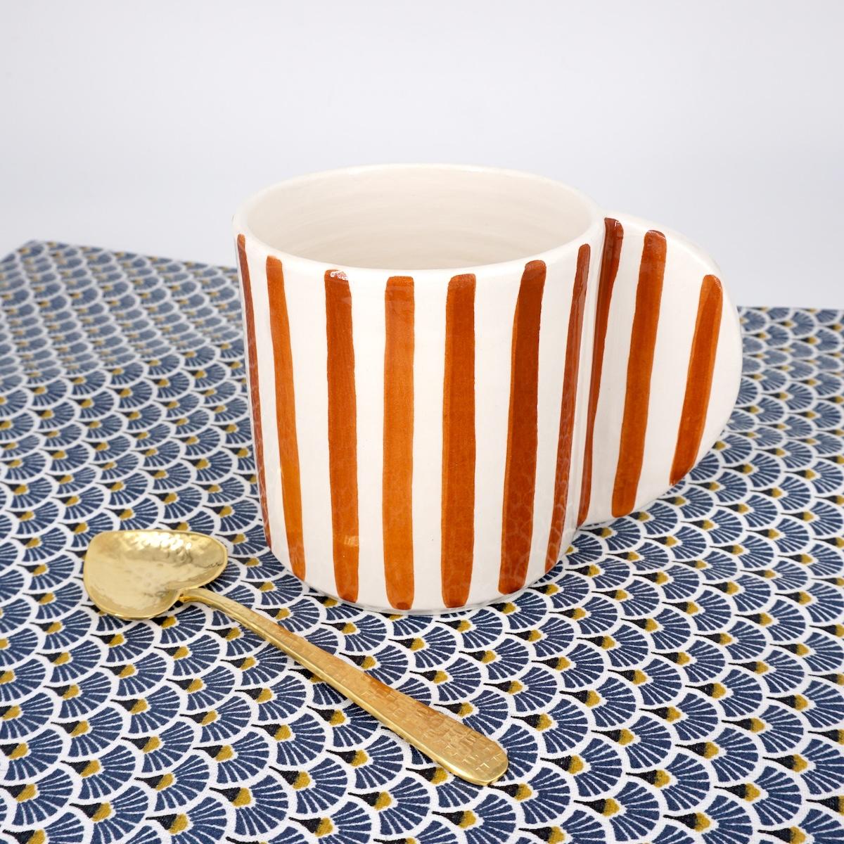 TAZZA TÉ RIGHE MARRONI TAZZA TÉ RIGHE MARRONI NICOLE 