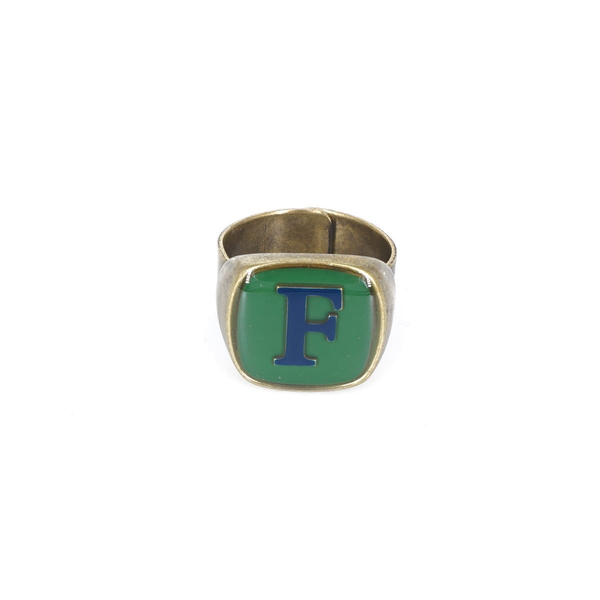 ANELLO LETTERA F VERDE ANELLO LETTERA F VERDE E BLU UNIQUE UNCONVENTIONAL DETAILS 