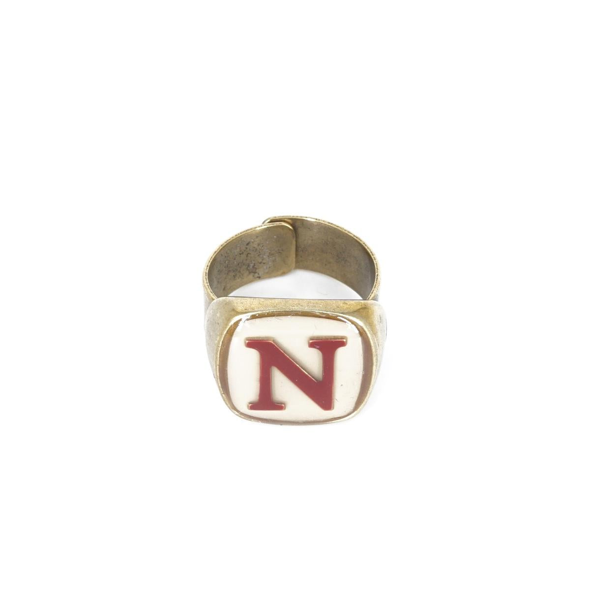 ANELLO LETTERA N AVORIO ANELLO LETTERA N AVORIO E BORDEAUX UNIQUE UNCONVENTIONAL DETAILS 