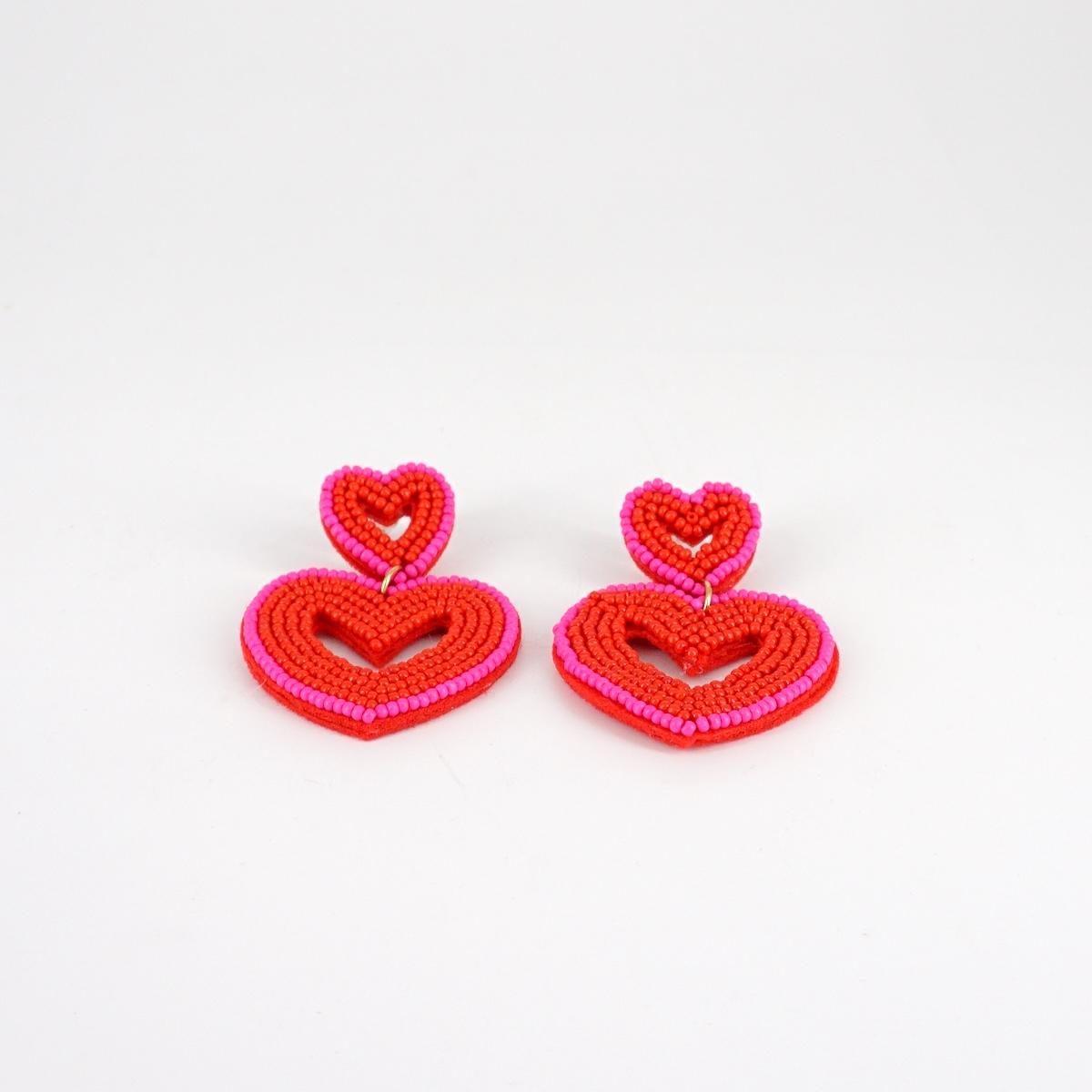 Orecchini perline CUORI ROSSI E FUCSIA ORECCHINI PERLINE CUORI ROSSO E FUCSIA SOPHIE GIOIELLI 