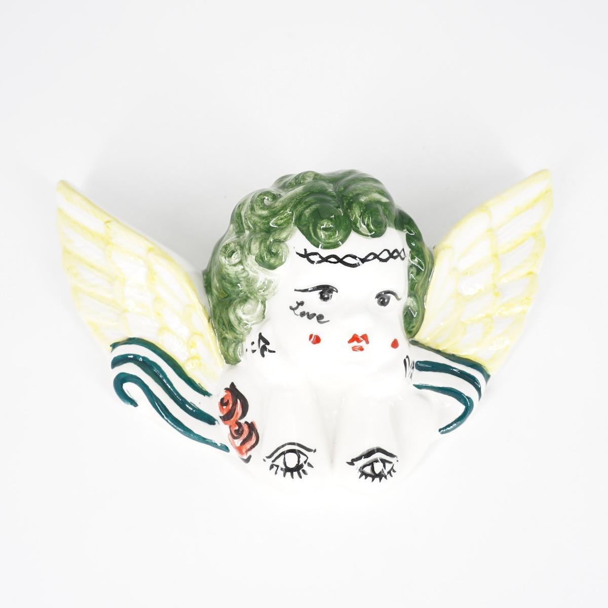 Angioletto linea CAPELLI VERDI CON TATTOO E ALI GIALLE ANGELO LINEA CAPELLI VERDI TATTOO ALI GIALLE ZENJI CERAMICS 