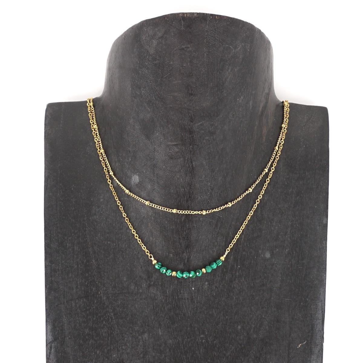 COLLANA DOPPIA CON PERLINE VERDI