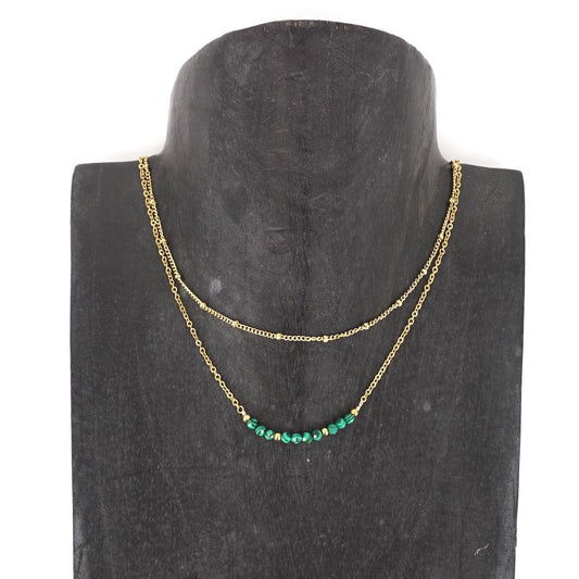 COLLANA DOPPIA CON PERLINE VERDI