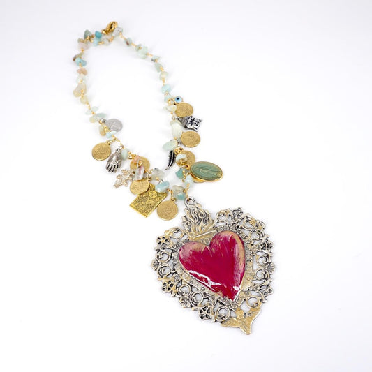 ROSARIO MULTICHARMS EX VOTO BIG FUCSIA