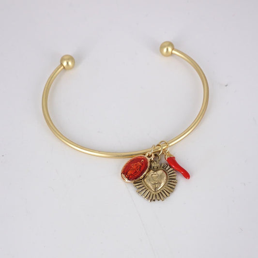 Bracciale TRE CHARMS ex voto ottone