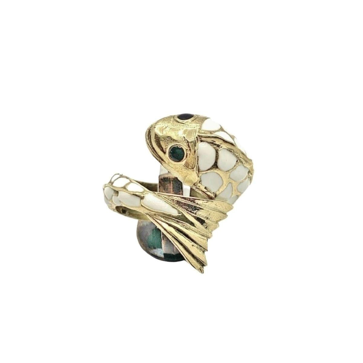 BAGUE CARPE ÉMAIL BLANC
