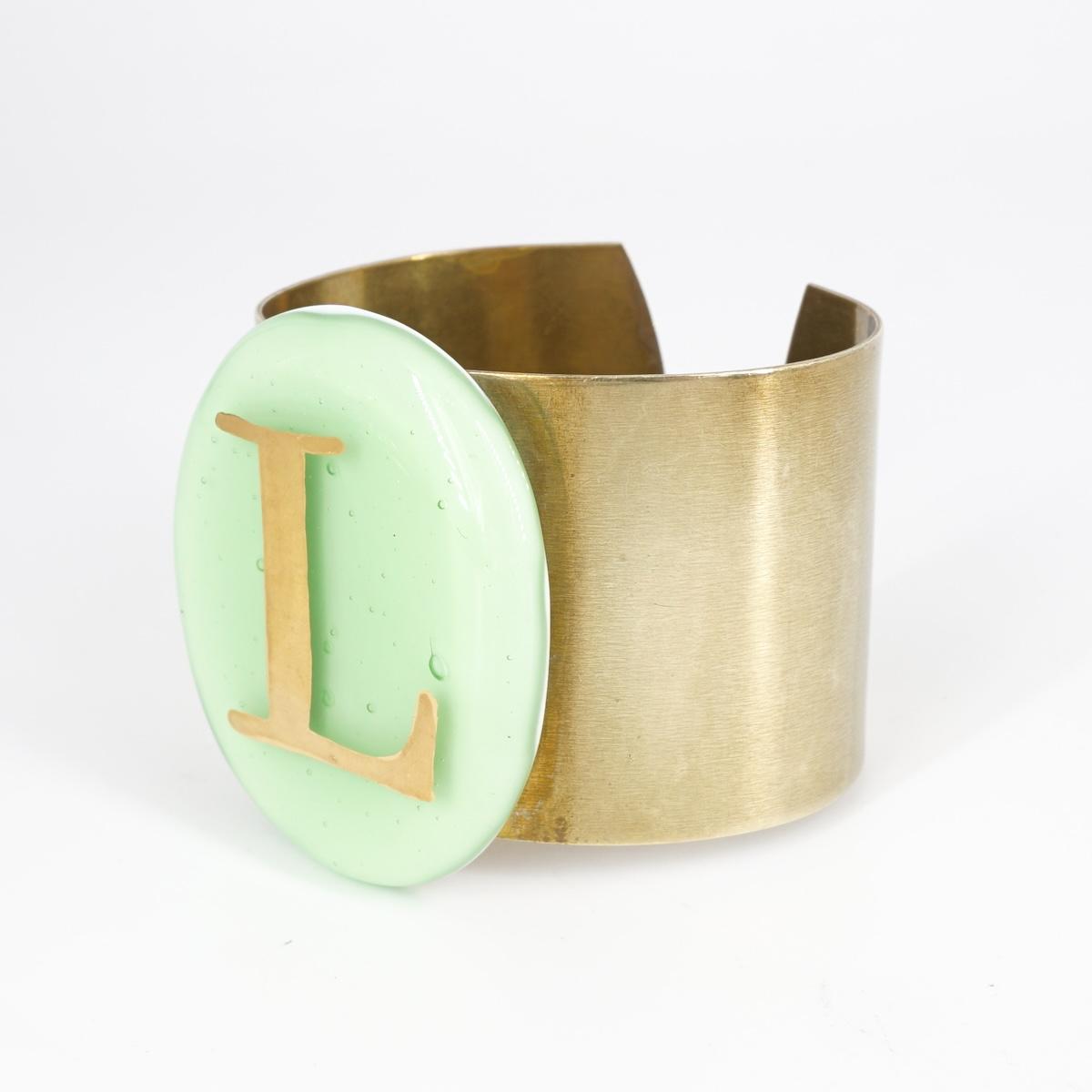 Bracciale fascia lettera L BRACCIALE FASCIA LETTERA L VETRO FUSO 