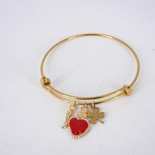 Bracciale TRE CHARMS ex voto rosso