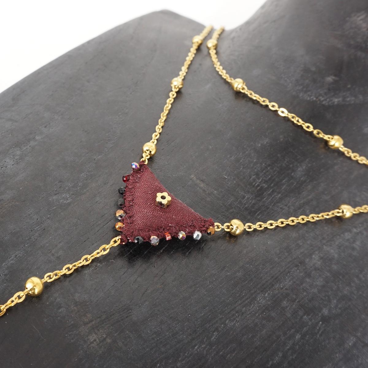 Collana seta FIORELLINO BORDEAUX ROSARIO SETA FIORELLINO BORDEAUX EIKOSITRIA 