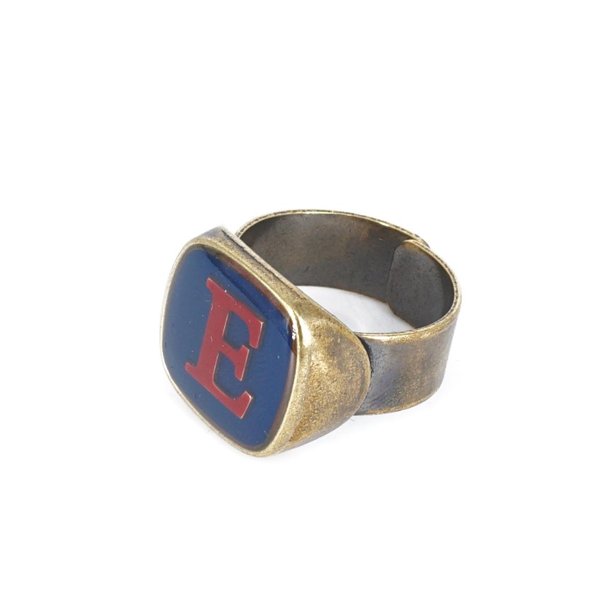 ANELLO LETTERA E BLU ANELLO LETTERA E BLU E BORDEAUX UNIQUE UNCONVENTIONAL DETAILS 