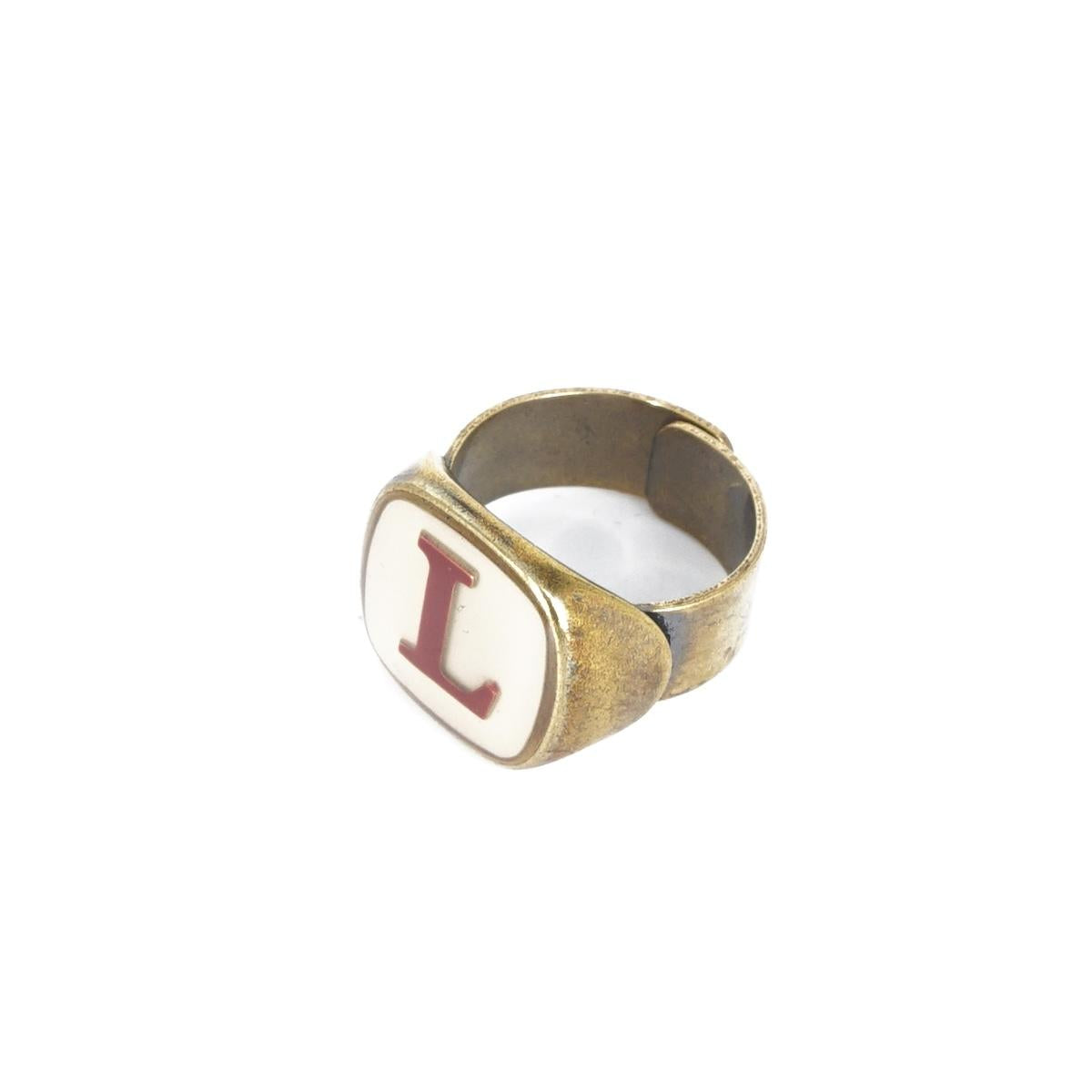 ANELLO LETTERA L AVORIO ANELLO LETTERA L AVORIO E BORDEAUX UNIQUE UNCONVENTIONAL DETAILS 