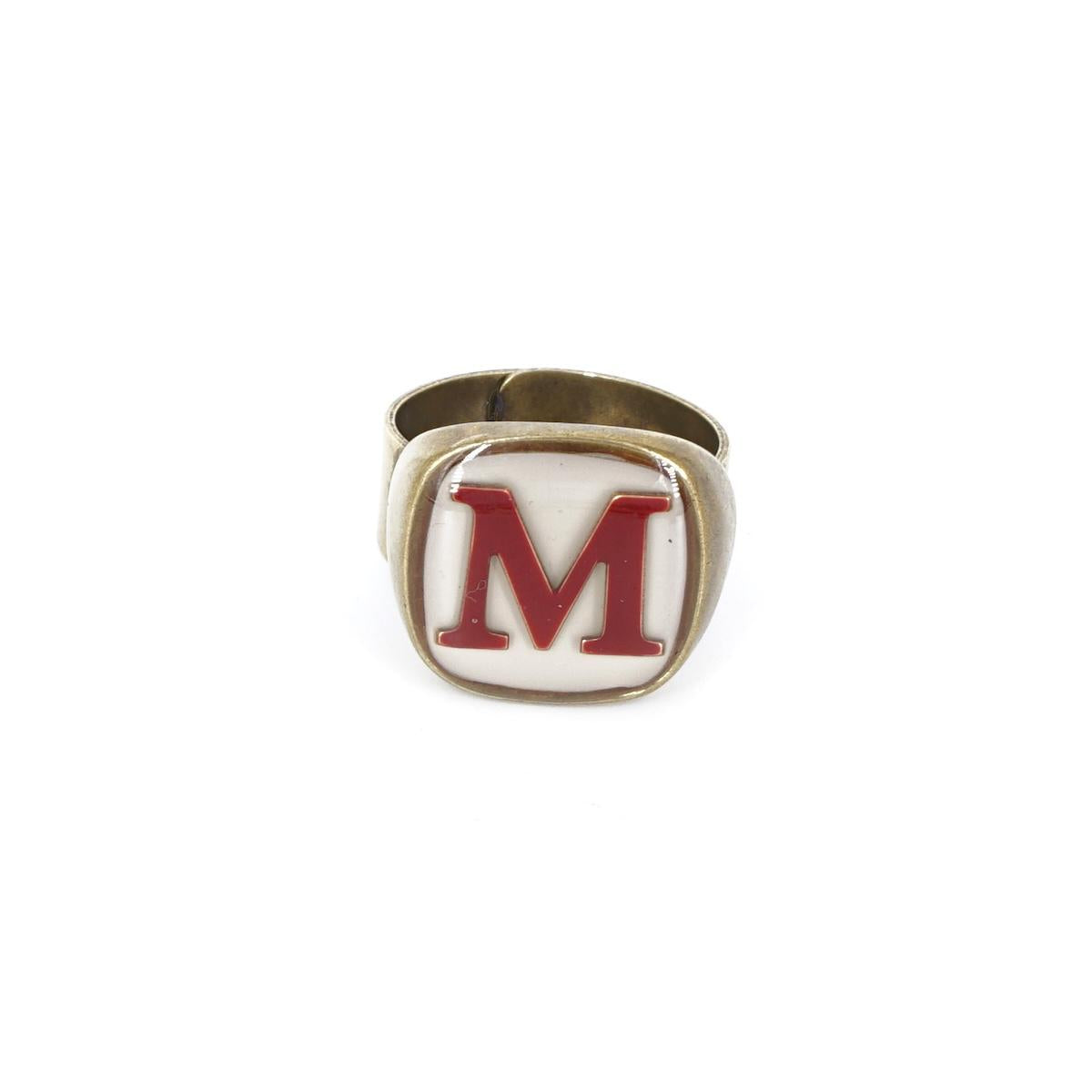 ANELLO LETTERA M AVORIO ANELLO LETTERA M AVORIO E BORDEAUX UNIQUE UNCONVENTIONAL DETAILS 