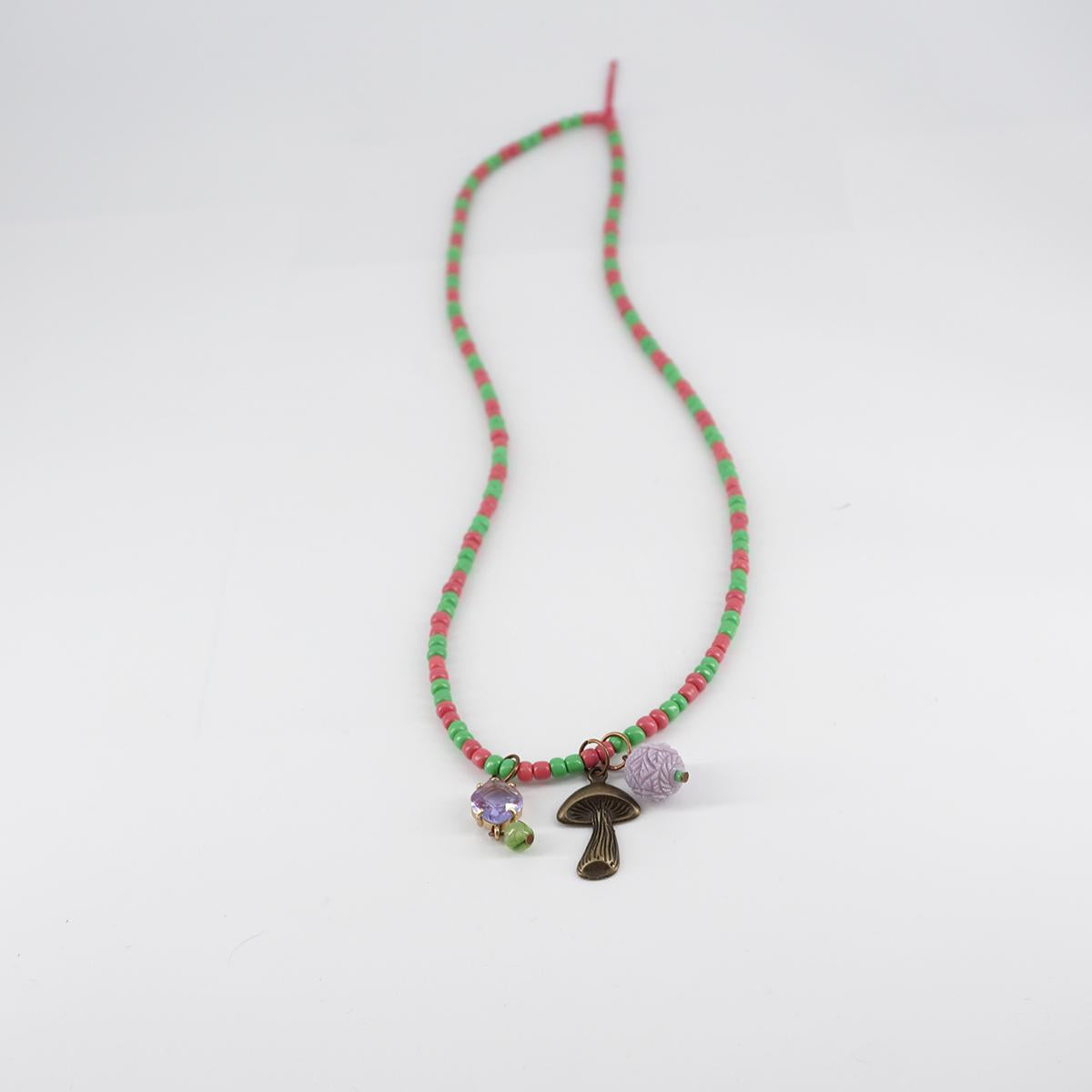 Green/Pink Multicharms Necklace