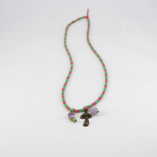 Green/Pink Multicharms Necklace