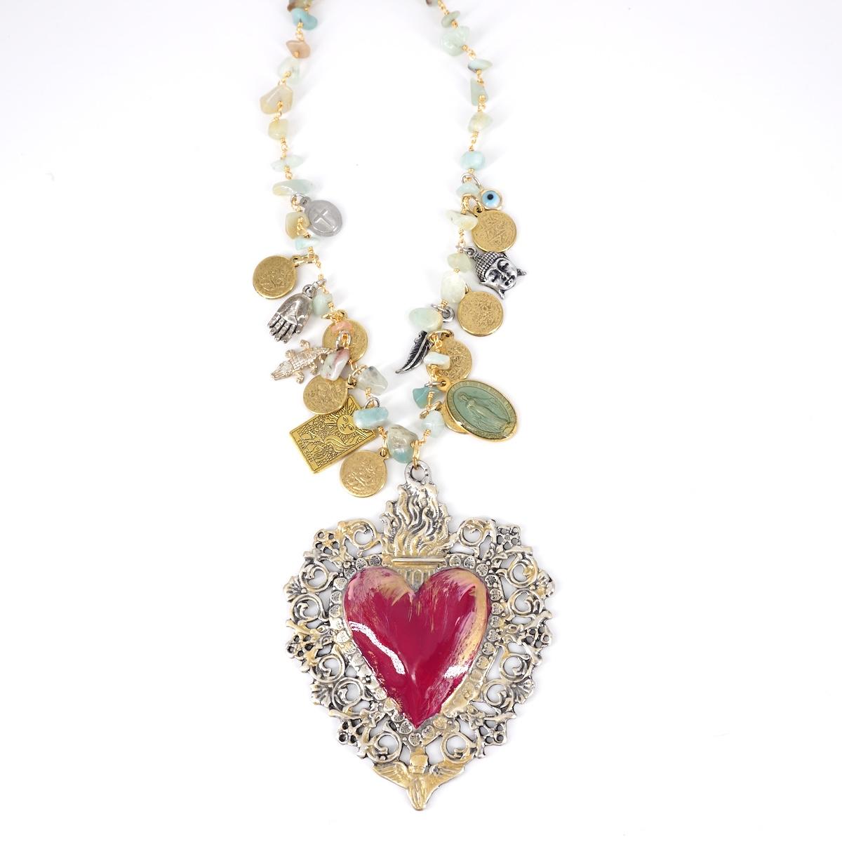 ROSARIO MULTICHARMS EX VOTO BIG FUCSIA